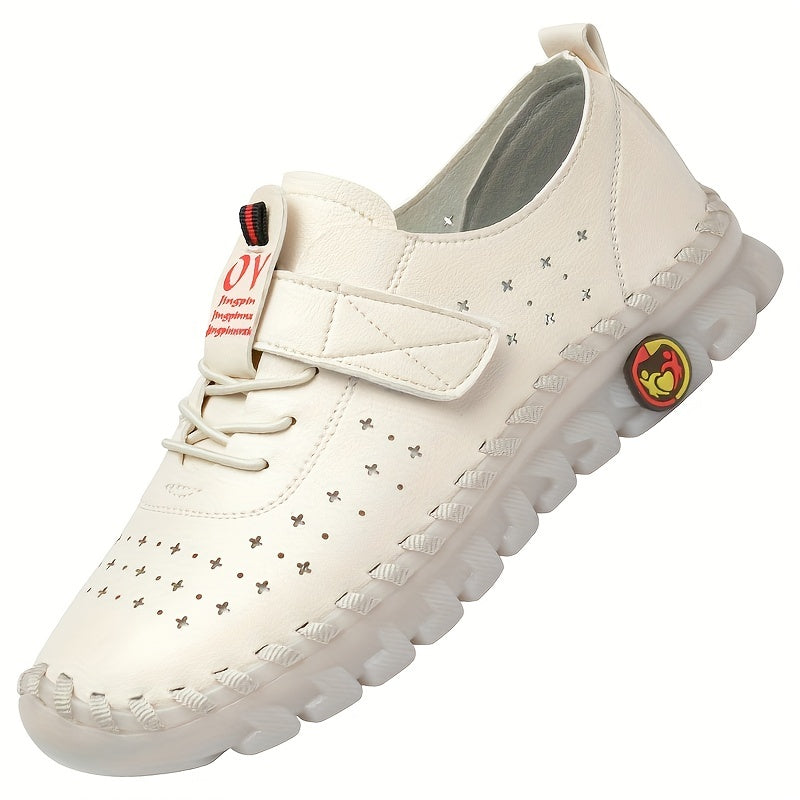 Stylish Womens Microfiber Flat Sneakers - Breathable, Embroidered, Solid Color, Lace Up, Low Top, Casual Walking Shoes for Summer - European and North America Special