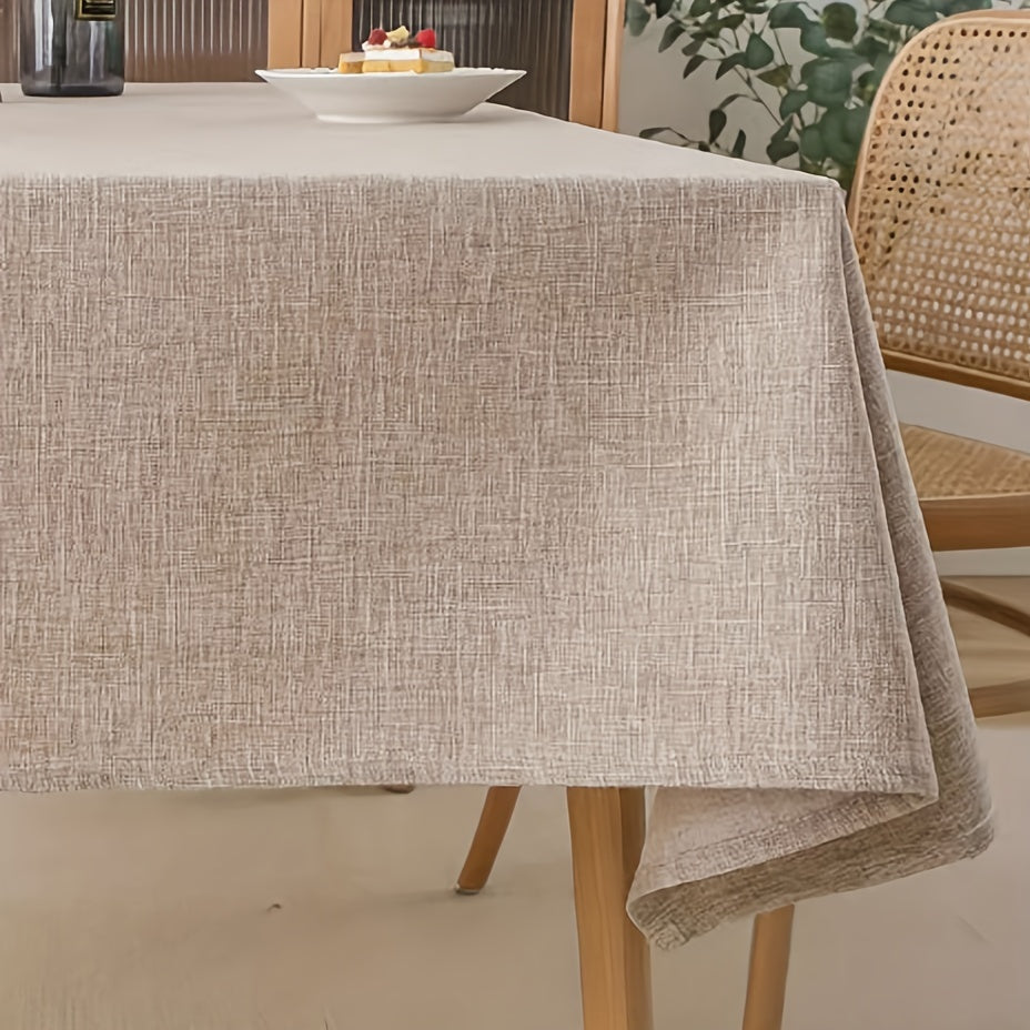 1pc Solid Color Polyester Linen Tablecloth - Square Table Coffee Table Cloth for Home Decor - Simple Style Desk Tablecover with Stain-Resistant and Easy-Care Fabric