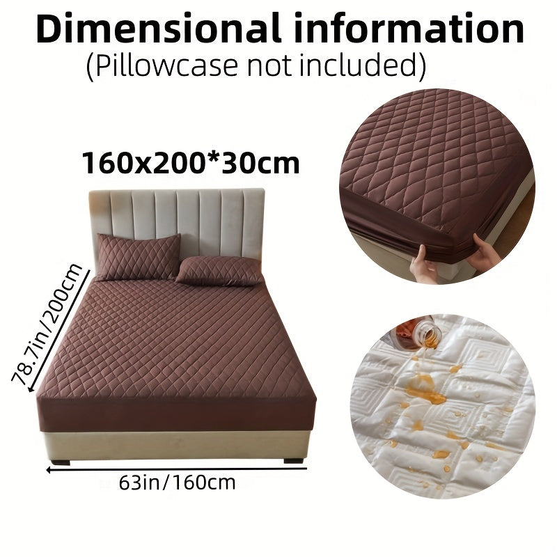 1pc Solid Color Luxurious Mattress Protector - Waterproof, Soft & Cozy Cover - Non-slip All-inclusive Guest Room Bedding - Excludes Pillowcase & Pillow Insert