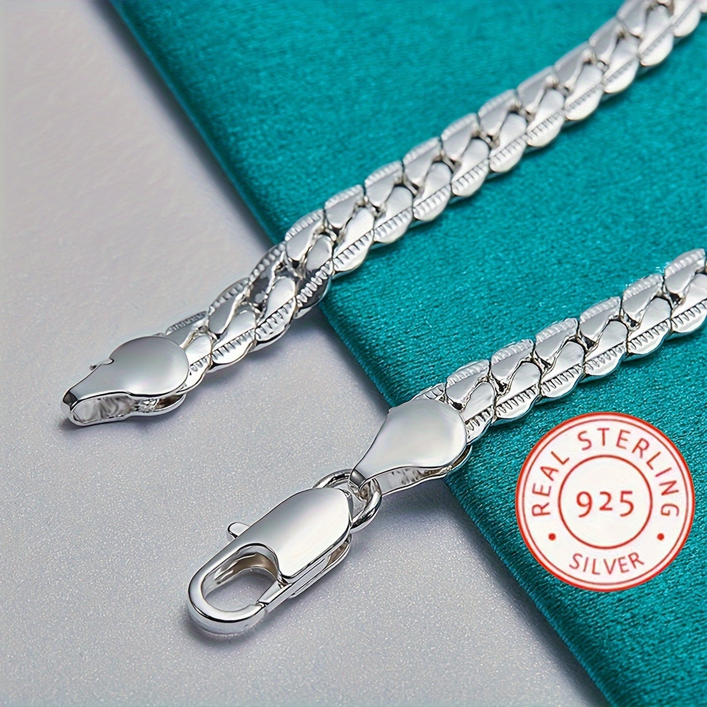 1pc Exquisite S925 Sterling Silver 5mm Cuban Chain Bracelet - Timeless Unisex Jewelry Gift for Men and Women - Hypoallergenic, Nickel-Free, Durable, and Stylish Accessory for Any Occasion
