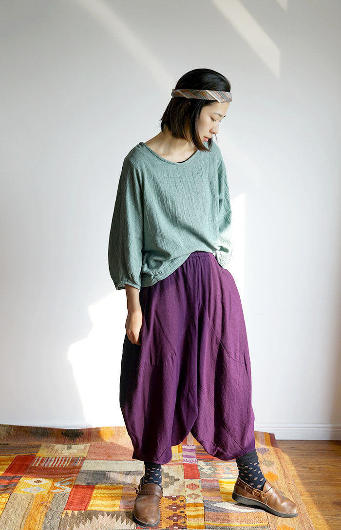 cotton and linen design multi-wear literary loose wide-leg pants Harlan pants, two-wear meditation pants K1846
