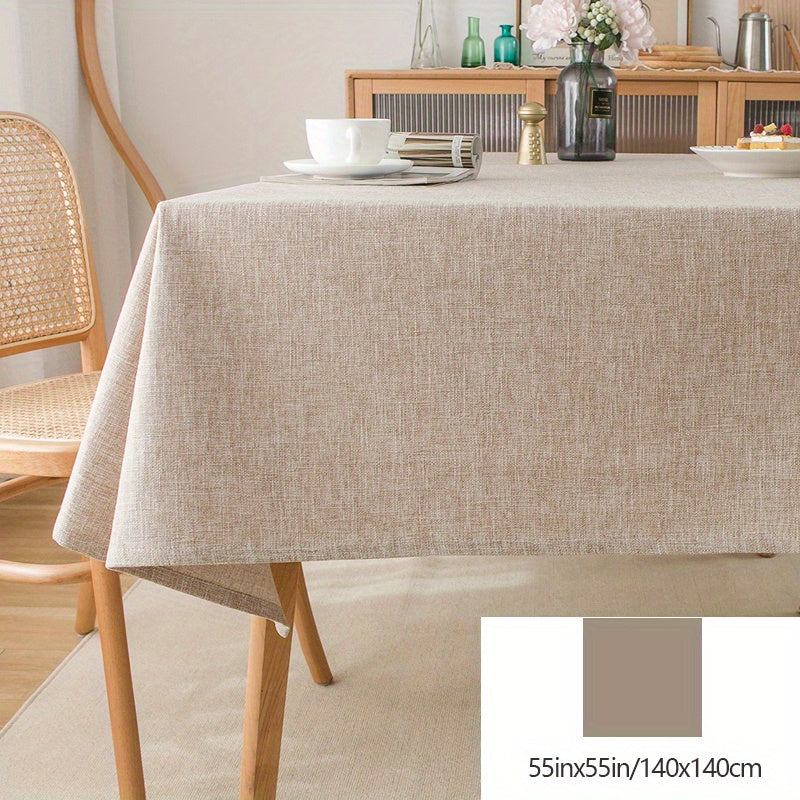 1pc Solid Color Polyester Linen Tablecloth - Square Table Coffee Table Cloth for Home Decor - Simple Style Desk Tablecover with Stain-Resistant and Easy-Care Fabric