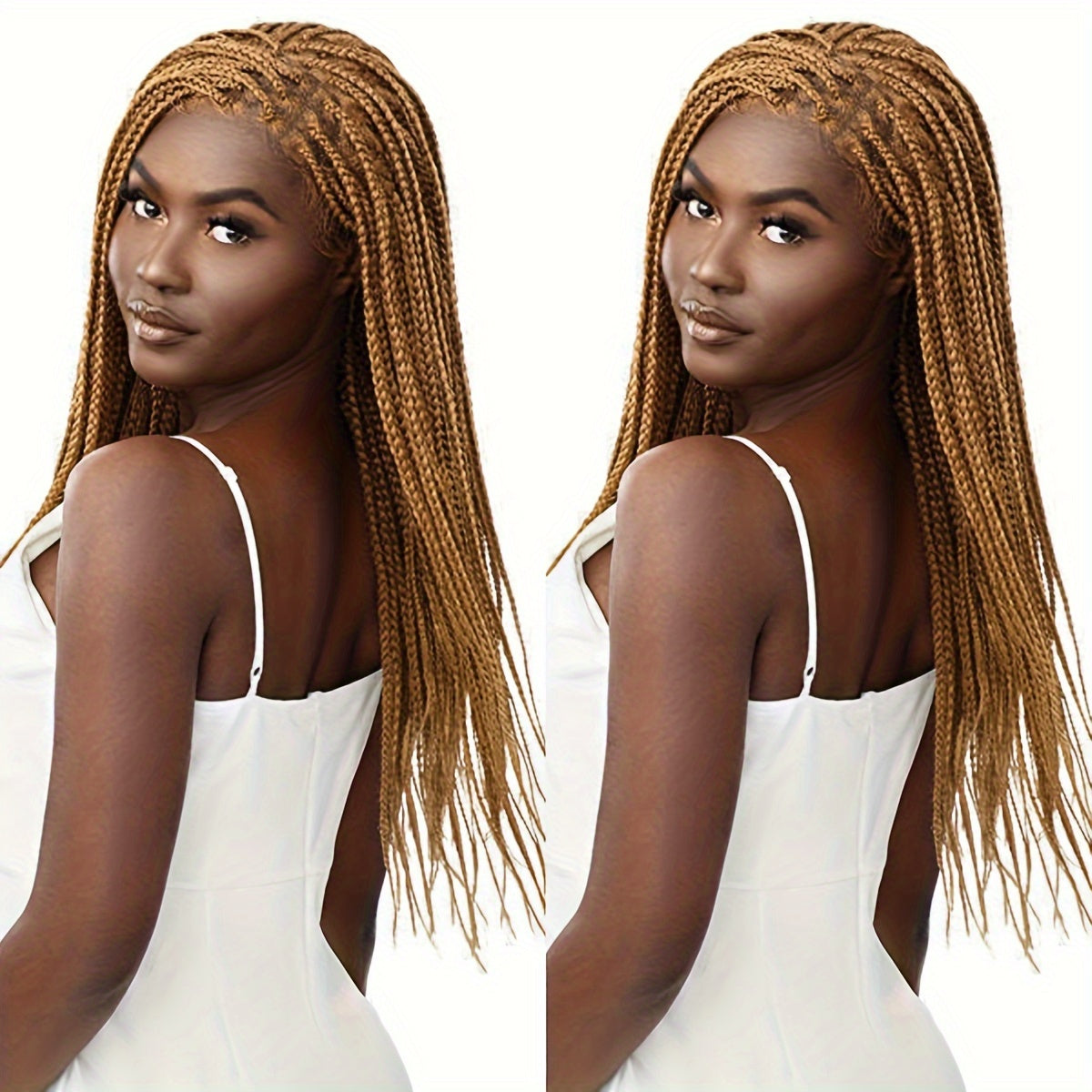 36 Inch Full Lace Knotless Box Braided Wigs - Elegant, 250% Density, Synthetic Long Braided Wig with Transparent Lace - Suitable for All Women