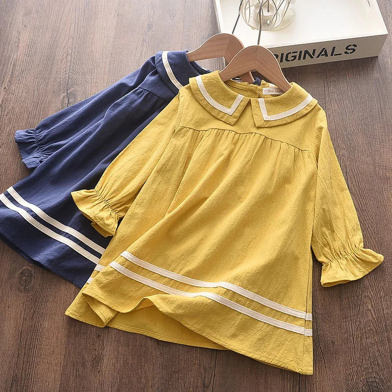 Baby & Kids Clothing Girl's Dresses Winter Fashion Sweet Cute Plush Warm A-line Black Skirt With Ruffles For Children Clothes Linen Blends
