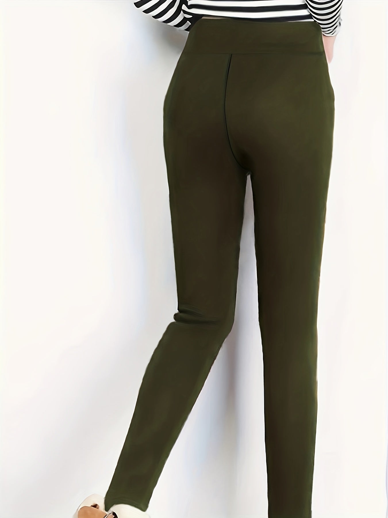 Womens High-Waisted Solid Color Fleece Leggings - Ultra Soft, Warm, and Comfortable with High Elasticity, Four-Way Stretch, and Moisture-Wicking Properties for Fall and Winter Activewear - Perfect for Outdoor Sports and Daily Casual Wear