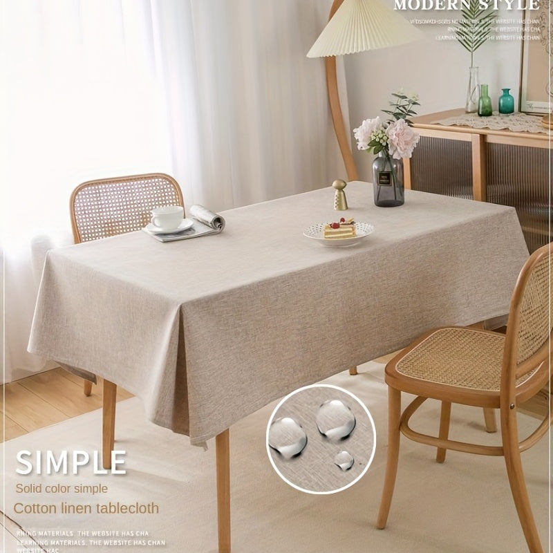 1pc Solid Color Polyester Linen Tablecloth - Square Table Coffee Table Cloth for Home Decor - Simple Style Desk Tablecover with Stain-Resistant and Easy-Care Fabric