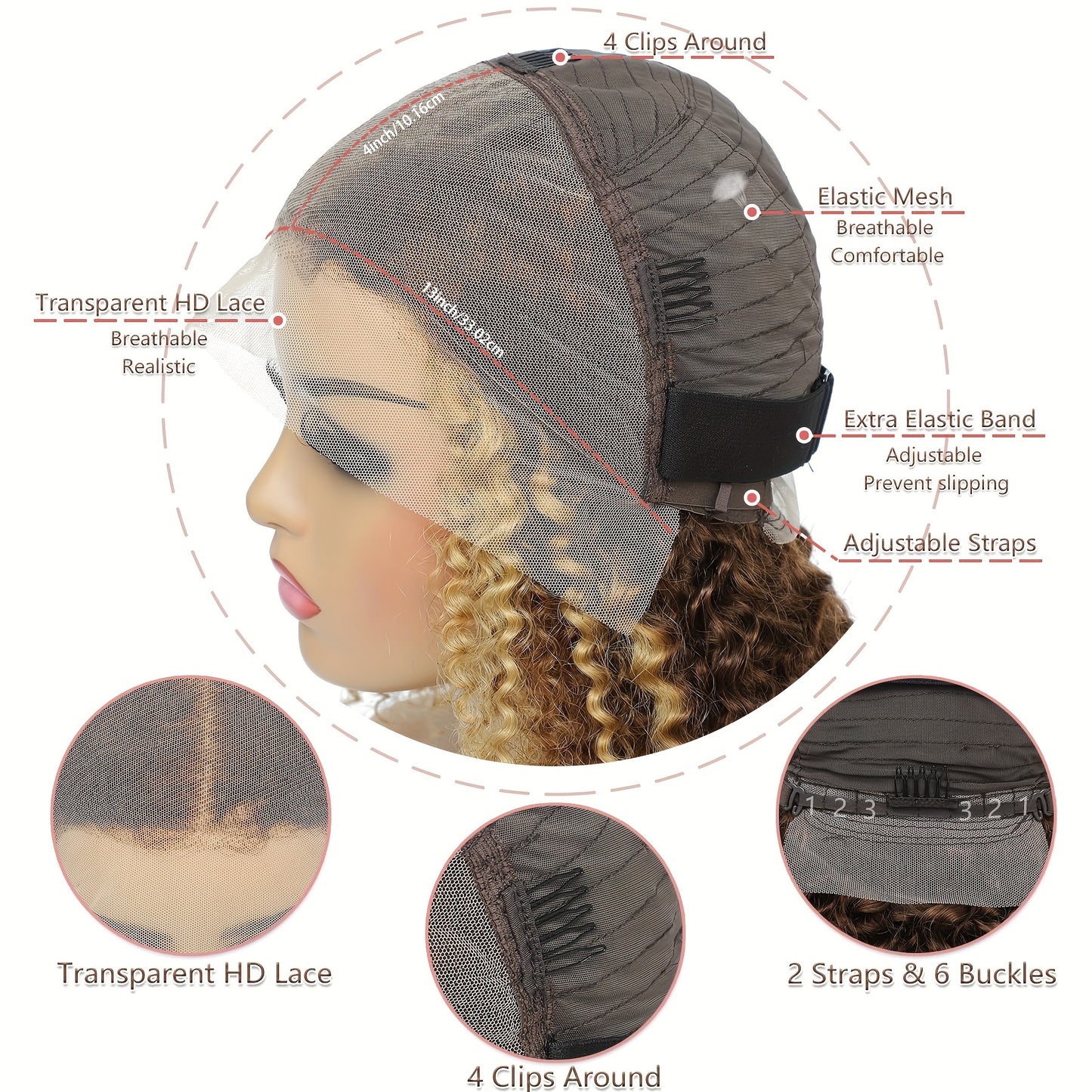 Curly P4/27 Bob Wigs Human Hair Pre Plucked Pre Cut 13x4 Curly Human Hair Wig 150% Density Highlight HD Lace Front Wigs Human Hair with Baby Hair for Women 16 Inch