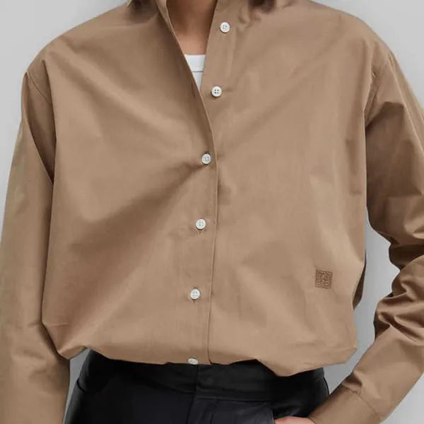 Toteme Embroidered Cotton Lapel Shirt Fall Classic Designer Simple Loose Long Sleeve White Womens Tops Free Shipping