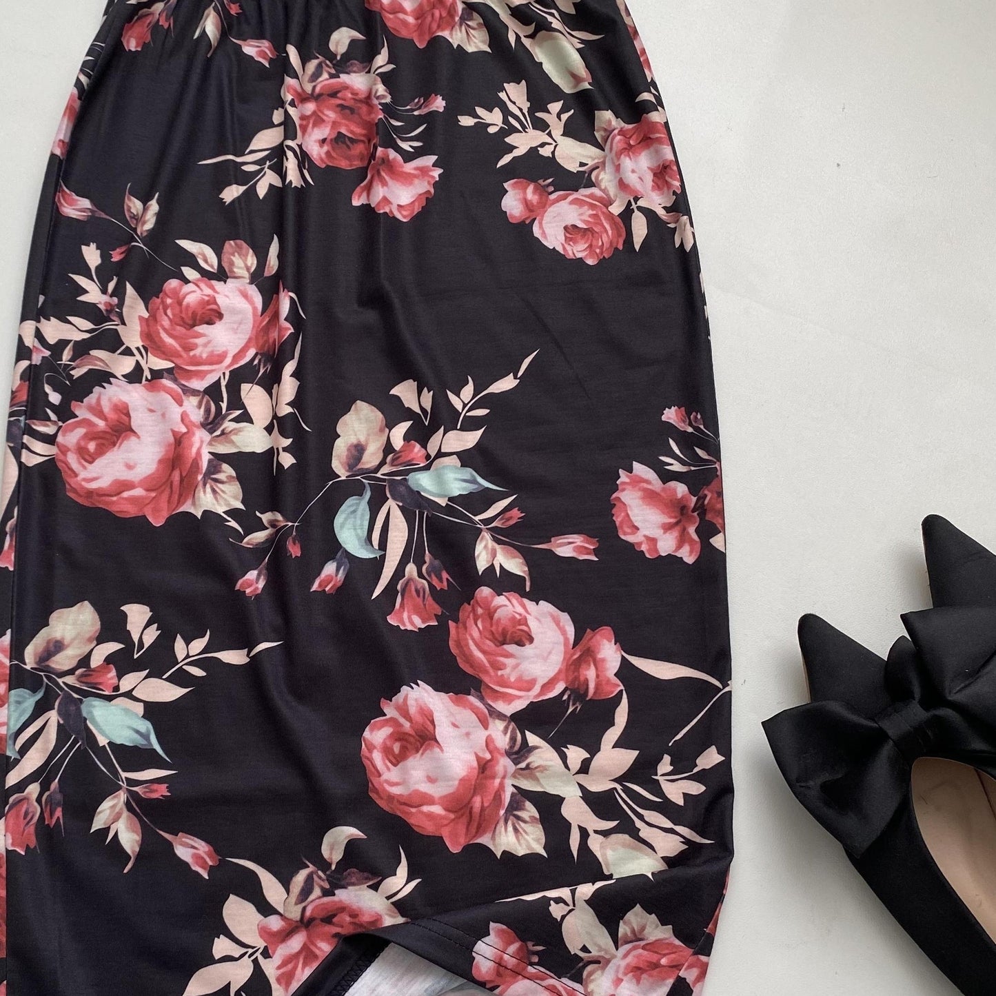 Floral Print High Waist Skirt, Casual Slim Midi Skirt, Women's Clothing