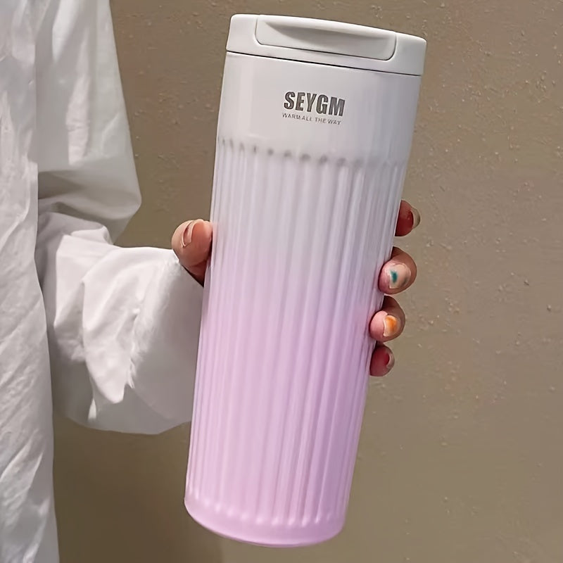 500ml Gradient Insulated Stainless Steel Coffee Tumbler - Wide Mouth, Double-Layer Heat Preservation, Reusable Travel Mug with Silicone Base - Perfect for On-the-Go Coffee Lovers
