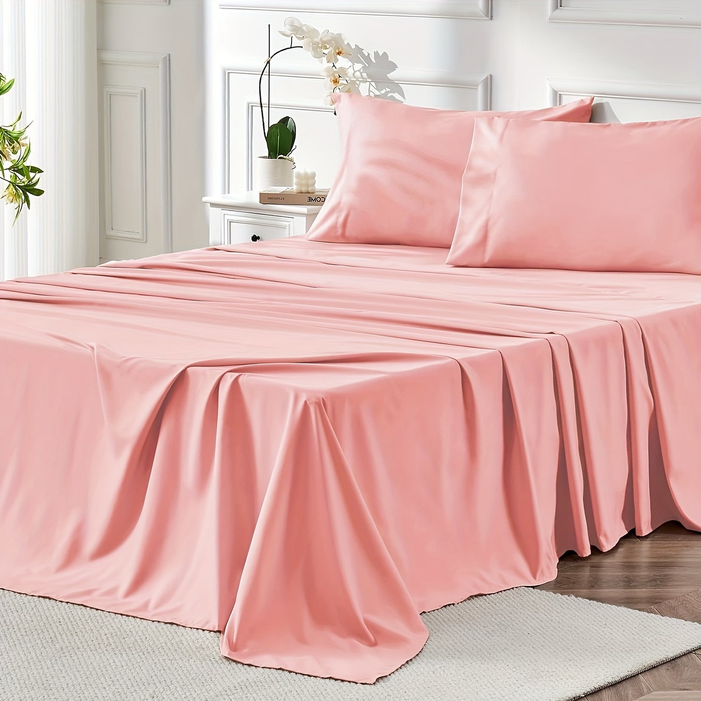 4-Piece Queen Size Luxury Bed Sheet Set - Soft, Breathable, Cooling, Wrinkle-Free, and Deep Pocket Fitted Sheets for a Comfortable Sleep - Hotel-Quality, Oeko-Tex Certified, Easy-Fit, and Hypoallergenic Bedding for Women and Men - White
