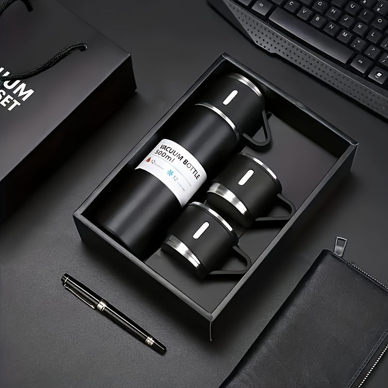 1pc/1 Set, Vacuum Flask, Stainless Steel Insulated Water Bottle With Extra 2 Lids, Travel Thermal Cups, For Hot And Cold Beverages, Summer Winter Drinkware, Gifts
