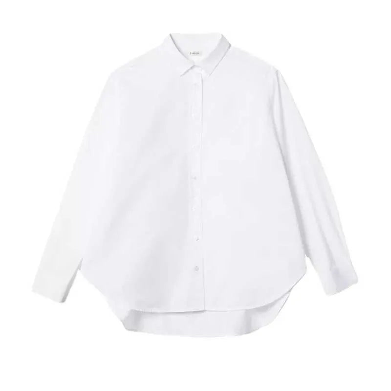 Toteme Embroidered Cotton Lapel Shirt Fall Classic Designer Simple Loose Long Sleeve White Womens Tops Free Shipping
