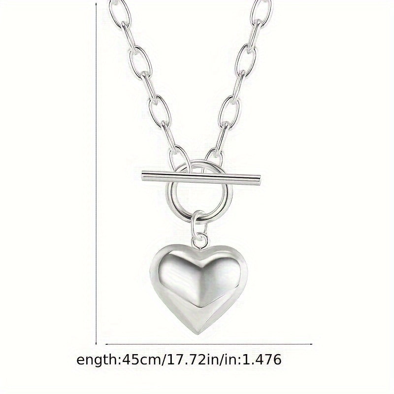 925 Sterling Silver Heart Shaped Pendant Necklace, Simple Collarbone Chain Elegant Women's Jewelry With Gift Box