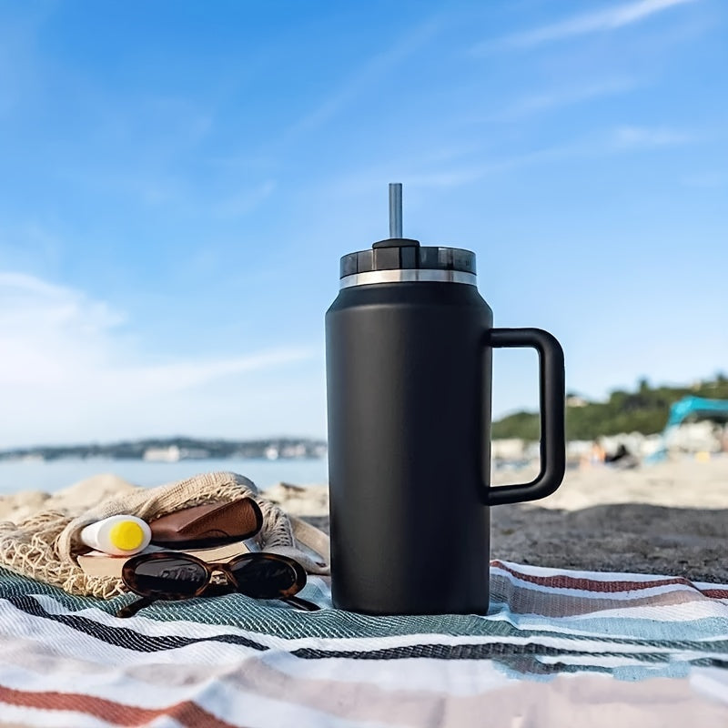 64oz Coffee Travel Mug Insulated Mug Large Capacity Car Mug Double Wall Stainless Ice Master Mug Steel Belt Handle