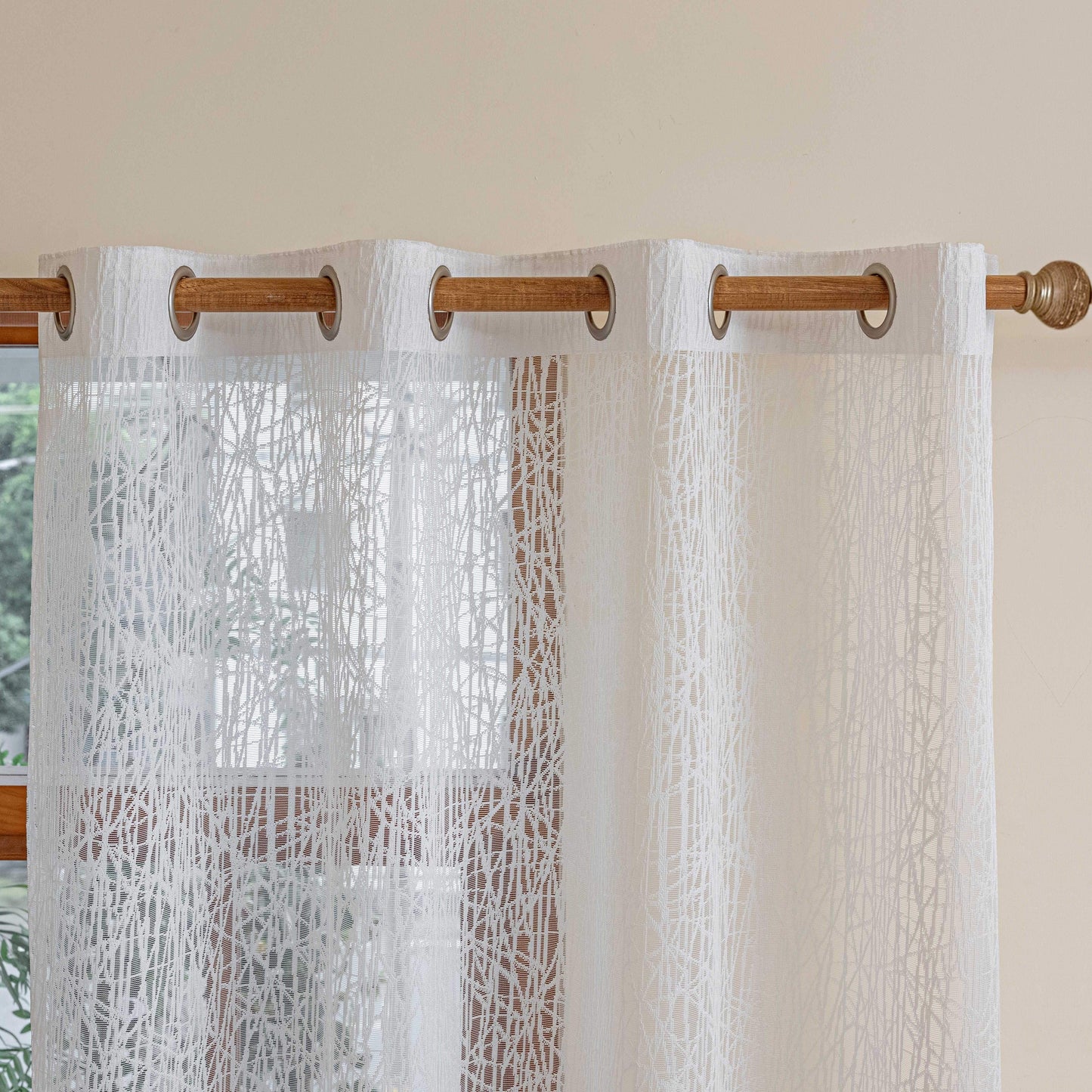 1pc Elegant Grid Sheer Curtain with Grommet Top - Enhance Your Home Decor with Soft Filtered Light, Perfect for Living Room, Bedroom, Kitchen, Patio, and Villa - Easy to Install and Maintain