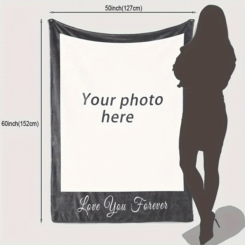 1pc Customizable Photo Flannel Blanket - Soft, Cozy, Multi-Purpose Throw for Holiday, Outdoor, Beach, Camping, Living Room, Sofa, Pet, Office - Unique Gift Idea with Personalized Touch