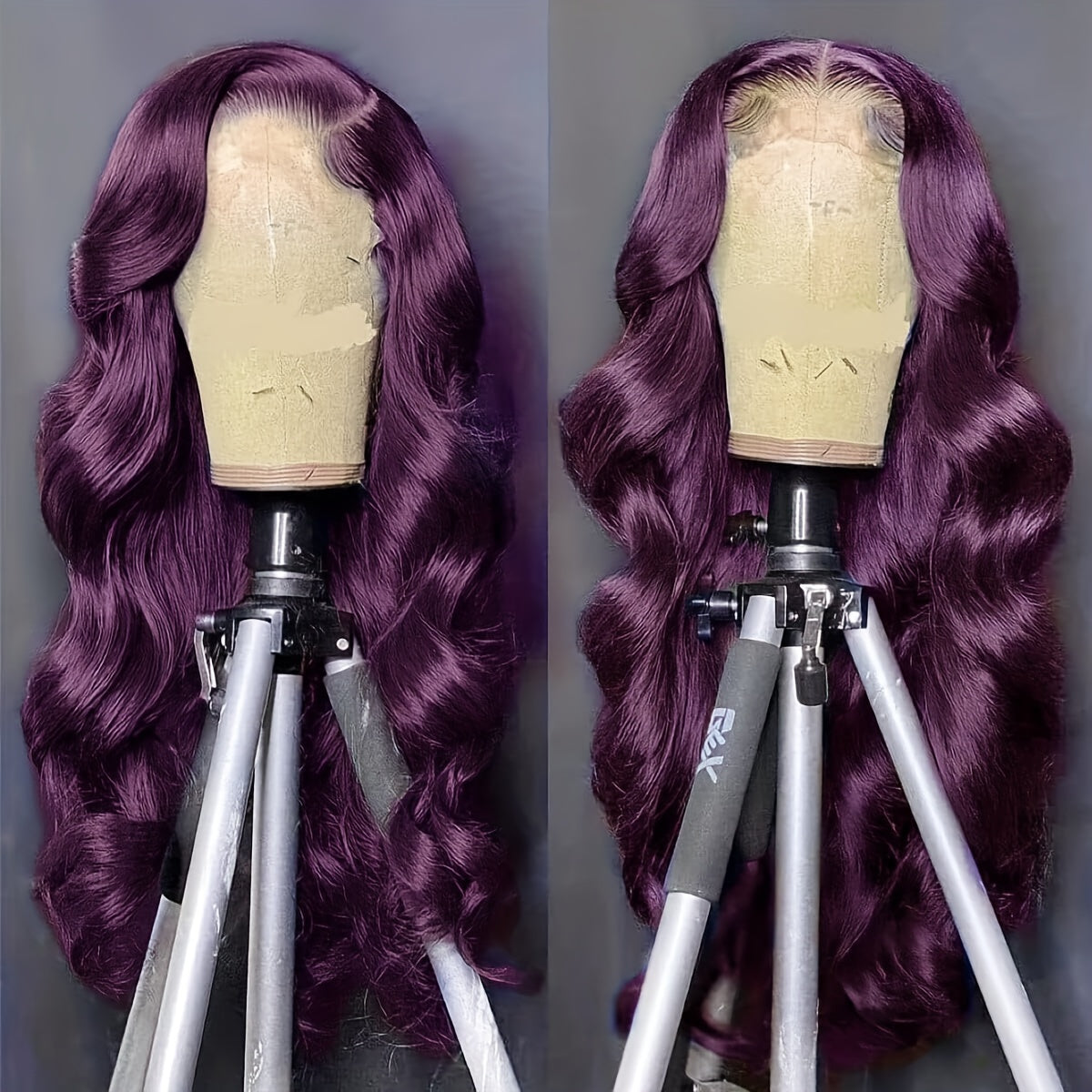 Dark Burgundy 13x4 Body Wave Lace Front Wigs Human Hair 150% Density Deep Smokey Purple Body Wave Wigs For Women HD Transparent Lace Front Wigs Glueless Human Hair Pre Plucked With Baby Hair