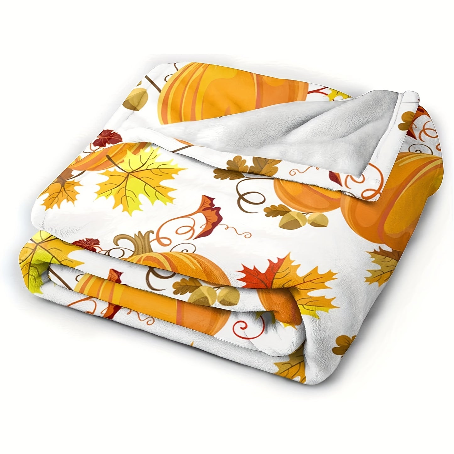 1pc Soft and Cozy Pumpkin Print Flannel Blanket - Perfect for Travel, Sofa, Bed, and Office Decor - Ideal Halloween and Thanksgiving Gift for Boys, Girls, and Adults - Available All Year Round