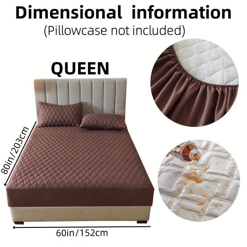 1pc Solid Color Luxurious Mattress Protector - Waterproof, Soft & Cozy Cover - Non-slip All-inclusive Guest Room Bedding - Excludes Pillowcase & Pillow Insert