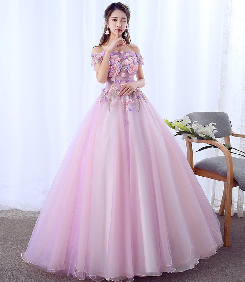 2025 new female long color yarn studio bridal banquet host evening dress solo art test performance dress fluffy skirt