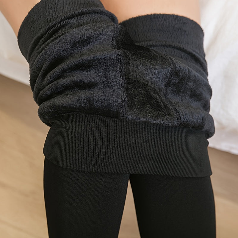 Thermal Fleece-Lined Tights for Women - Warm and Stretchy Base Layer Leggings for Autumn & Winter Outdoor Activities - Elastic, Breathable, and Moisture-Wicking