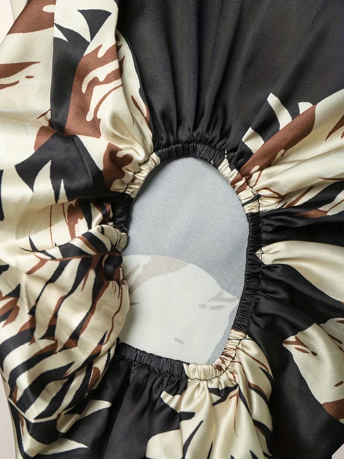 Plus Size Tropical Print Blouse - Relaxed Fit, Shirred Details, Off Shoulder, Lantern Sleeves - Perfect for Plus Size Women, Everyday Wear, Summer Outings, and Tropical Getaways