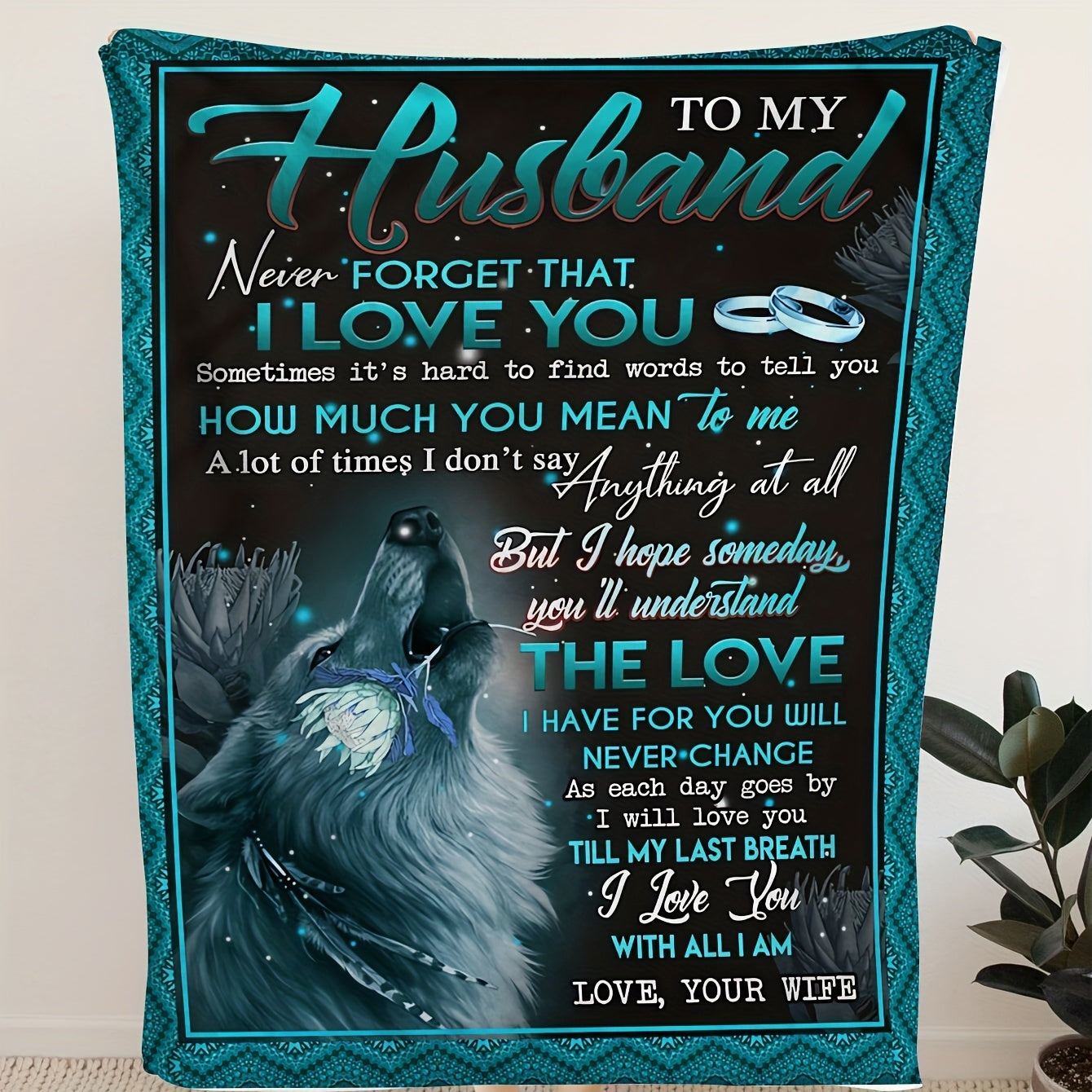 1pc Soft & Cozy Flannel Blanket - Perfect for Couch, Bed, Sofa, and Travel - Heartfelt "To My Husband From Wife" Gift Idea - Plush Throw Blanket for Snuggling Up Indoors and Outdoors