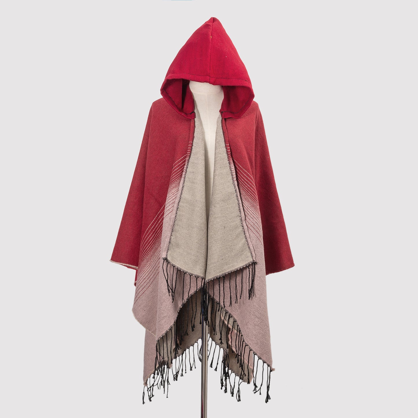Cozy Oversized Hoodie Scarf Blanket - Stylish Boho Geometric Print with Tassels - Ultra-Soft Warm Cape for Outdoor Adventures, Windproof & Thick Cardigan Shawl