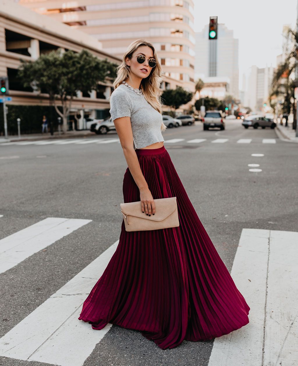 ZllKl New European and American Style plus Size Mid-High Waist Pleated Skirt Women's Large Swing Dress