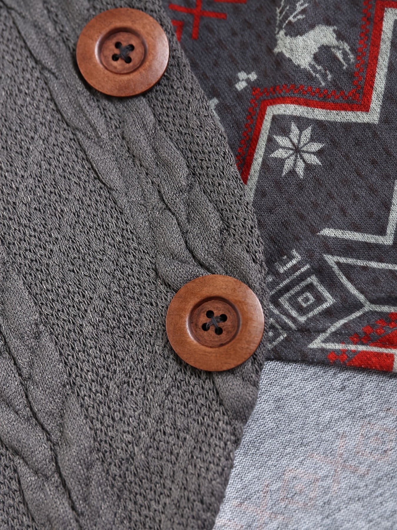 Christmas Pattern Off Shoulder Sweater - Casual, Long Sleeve, Button Front, Asymmetrical, Festive Holiday Wear for Women