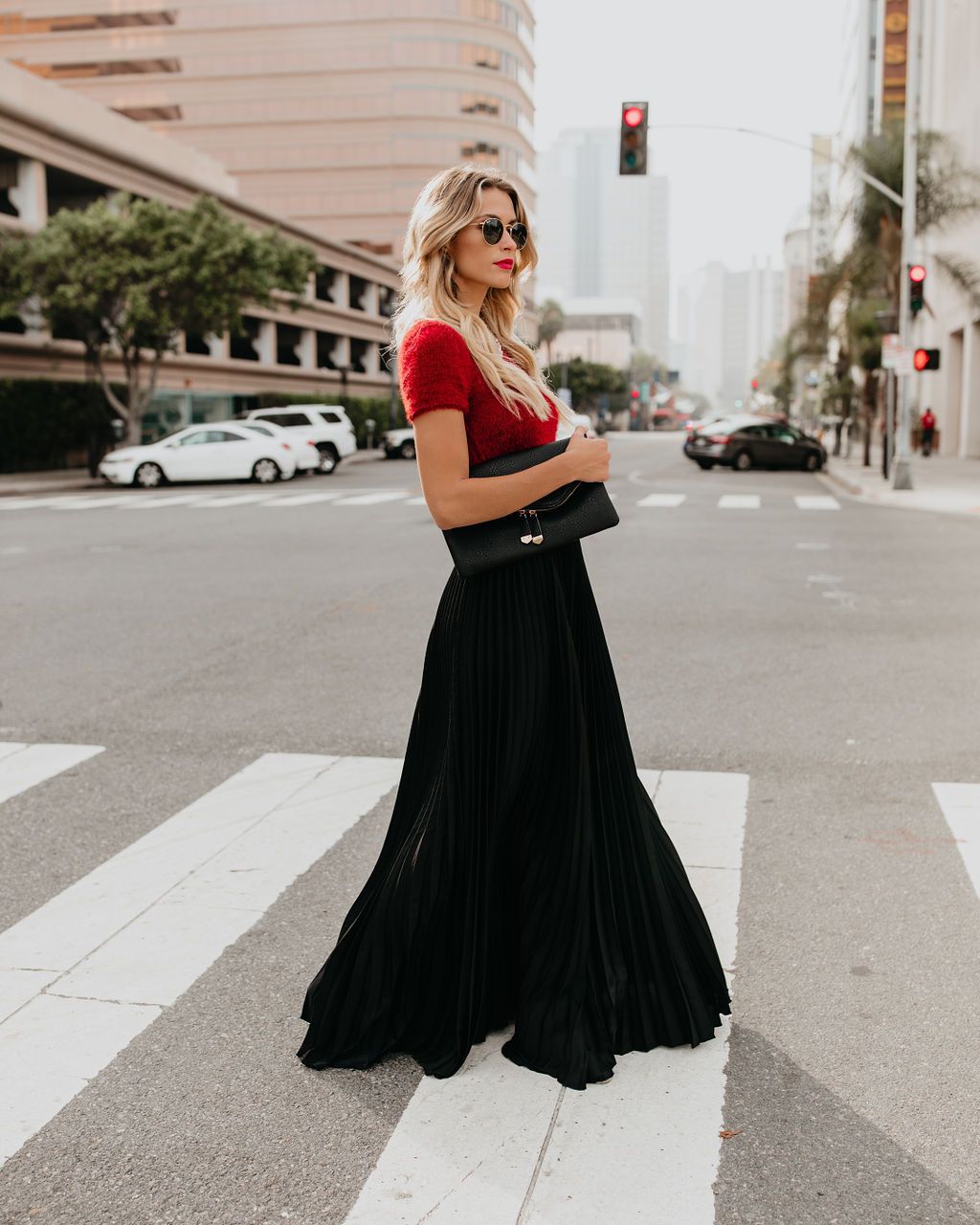 ZllKl New European and American Style plus Size Mid-High Waist Pleated Skirt Women's Large Swing Dress