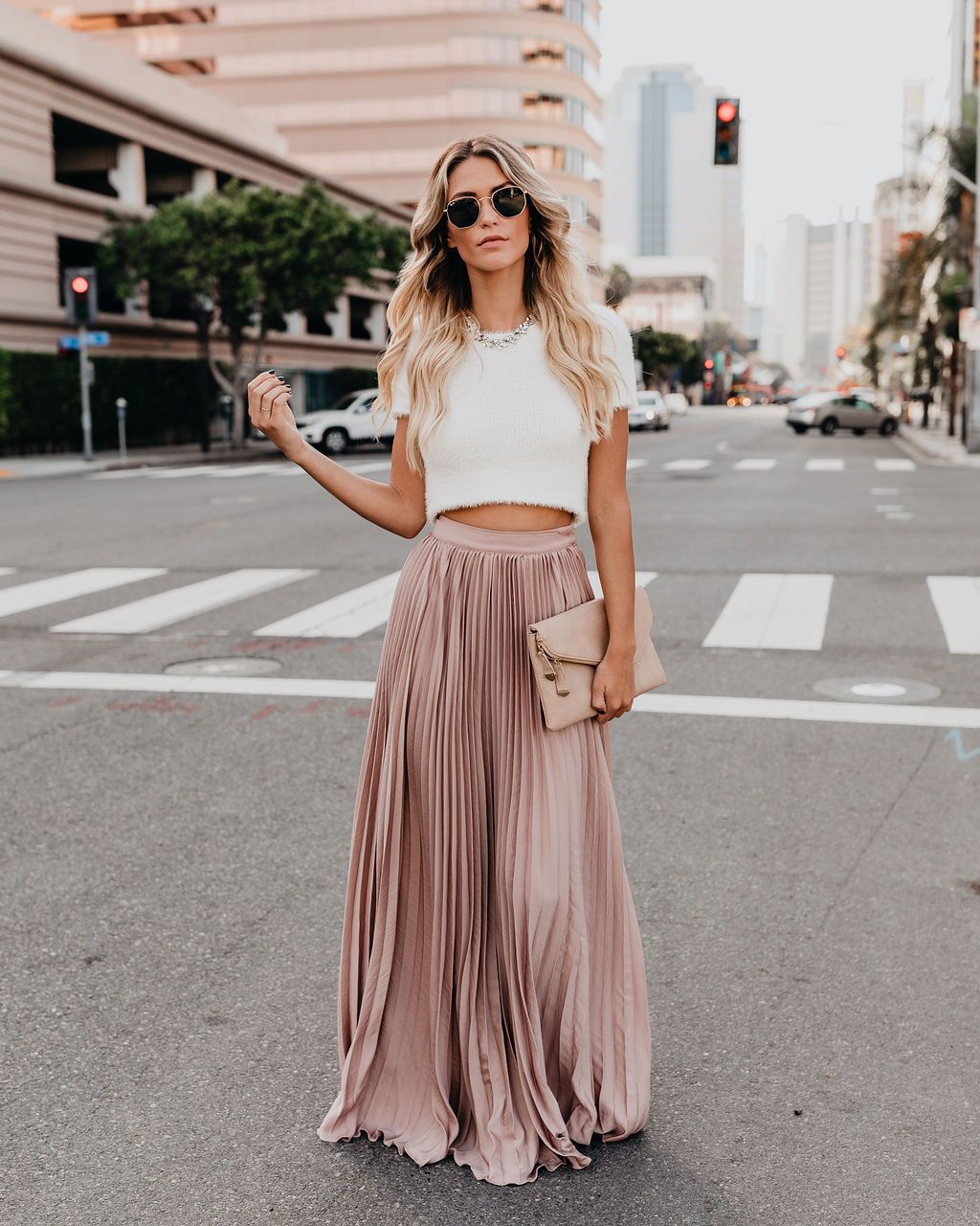 ZllKl New European and American Style plus Size Mid-High Waist Pleated Skirt Women's Large Swing Dress