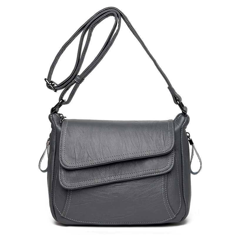 ZllKl Hot Sale Women's Bag Korean Style New Women's Shoulder Bag Soft Leather Cross-Body Bag European and American Small Square Bag Factory Wholesale