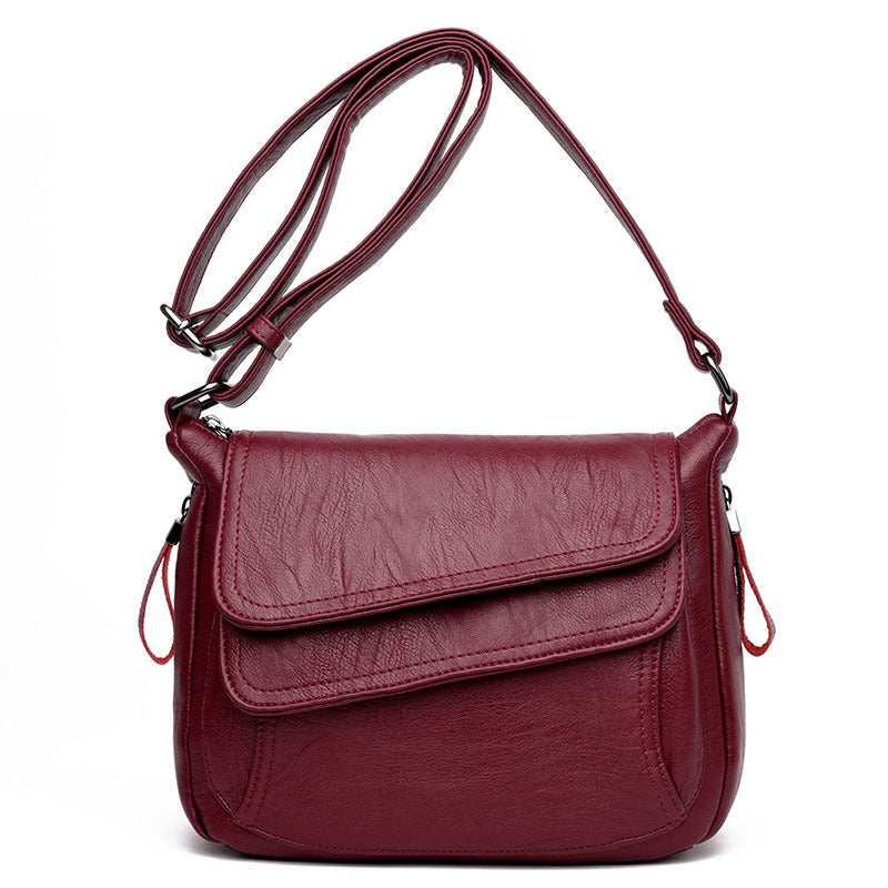 ZllKl Hot Sale Women's Bag Korean Style New Women's Shoulder Bag Soft Leather Cross-Body Bag European and American Small Square Bag Factory Wholesale