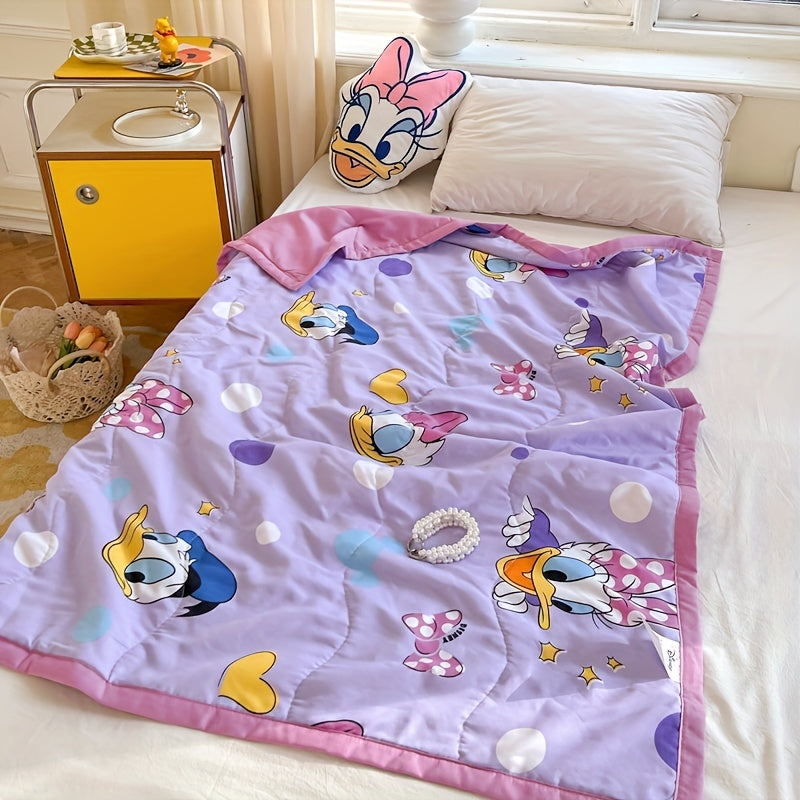 UME Cute Cartoon Summer Cooling Quilt - Winnie, Mickey & Minnie Design | Lightweight Polyester Blanket for All Seasons | Perfect for Bedroom, Dorm Room Decor Cool Rugs For Bedroom Cute Blanket