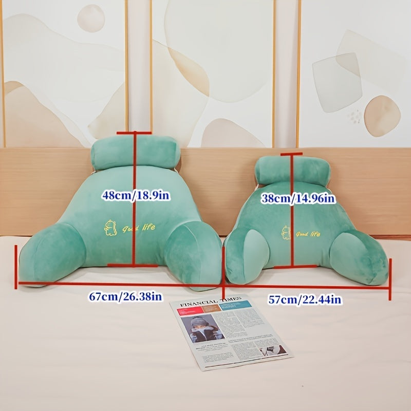 Contemporary Style Bedside Soft Pack Backrest Pillow - Adult Size, Machine Washable, Short Fleece, Non-Woven Fabric, Embroidery, No Battery Required, Suitable for All Seasons, Multi-Purpose Use, Zipper Closure, Filled with Polyester Fiber, Cover Material: