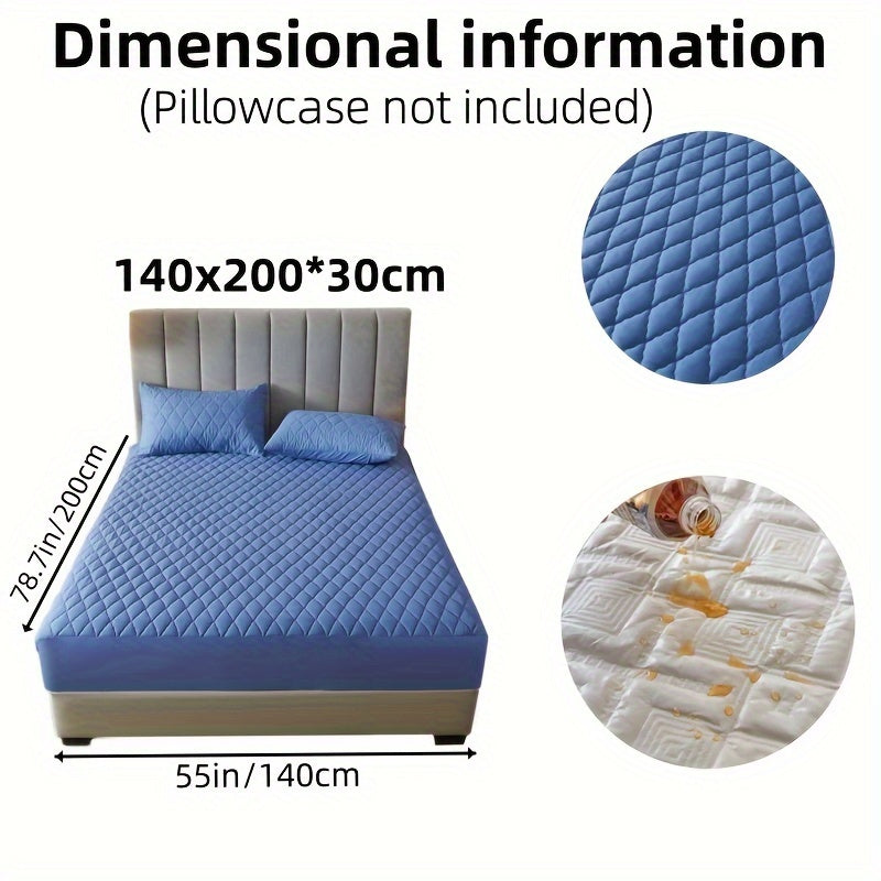 1pc Solid Color Luxurious Mattress Protector - Waterproof, Soft & Cozy Cover - Non-slip All-inclusive Guest Room Bedding - Excludes Pillowcase & Pillow Insert