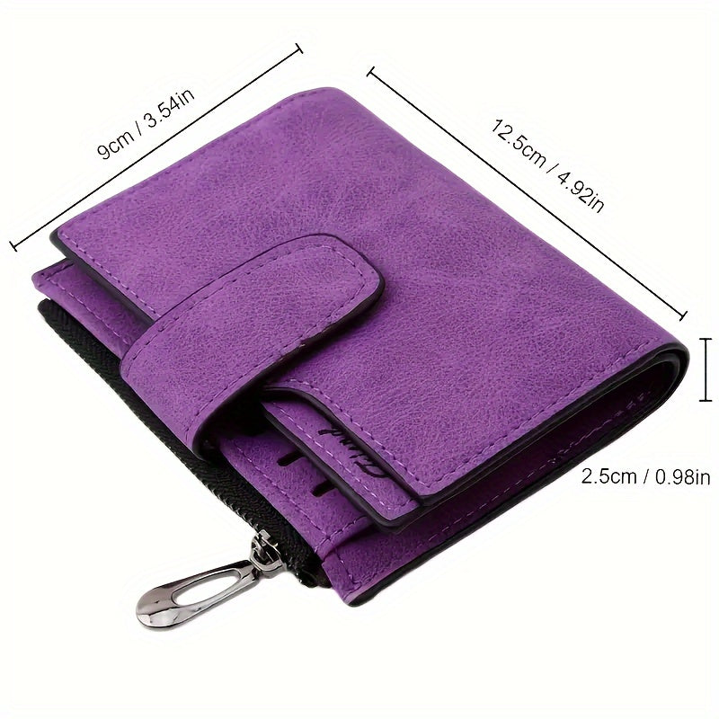 Vintage Solid Color Short Wallet, All-Match Clutch Coin Purse, Classic Credit Card Holder