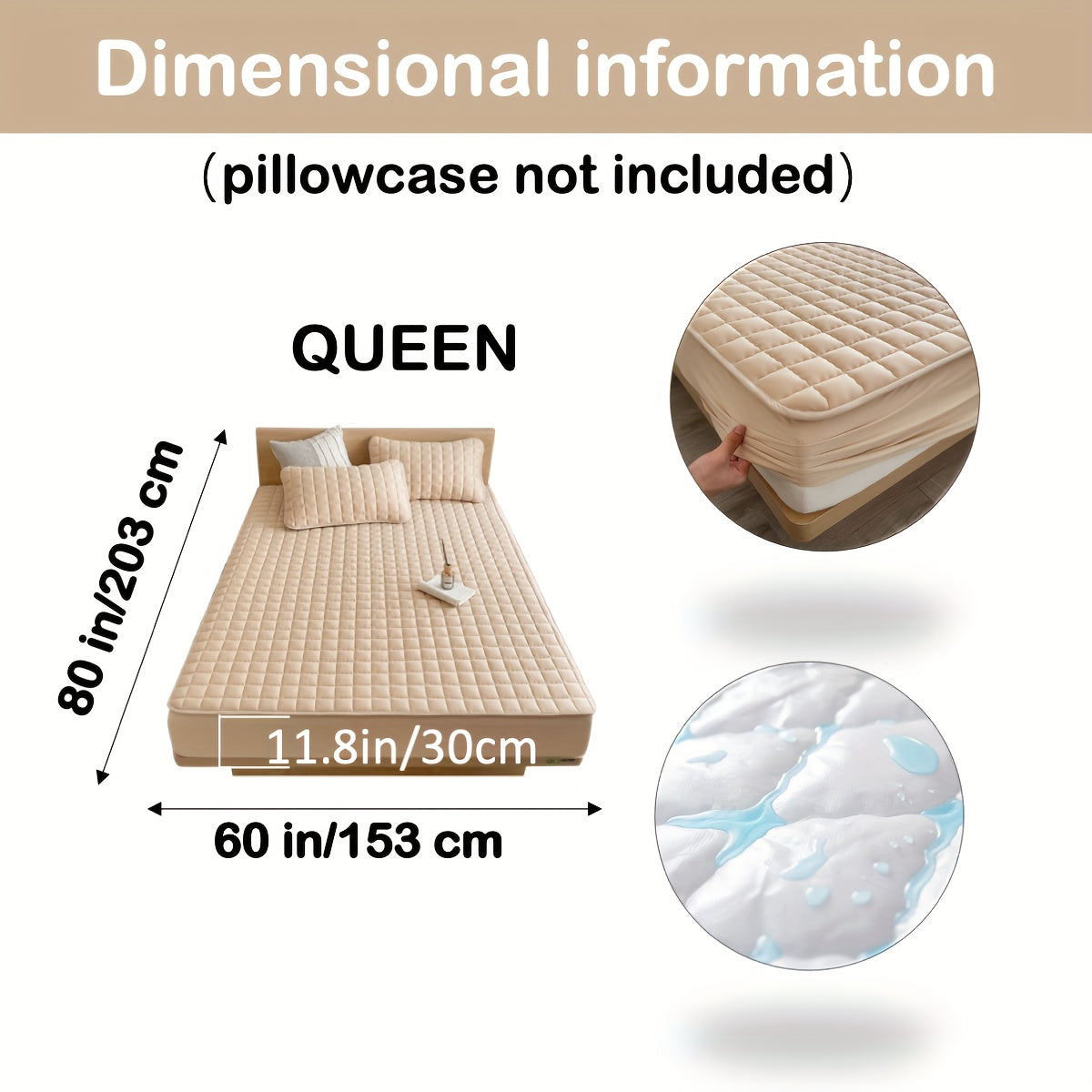 1pc Deluxe Hypoallergenic Mattress Protector - Deep Pocket, Quilted, Waterproof and Soft, for Comfortable Sleep in Bedroom or Guest Room