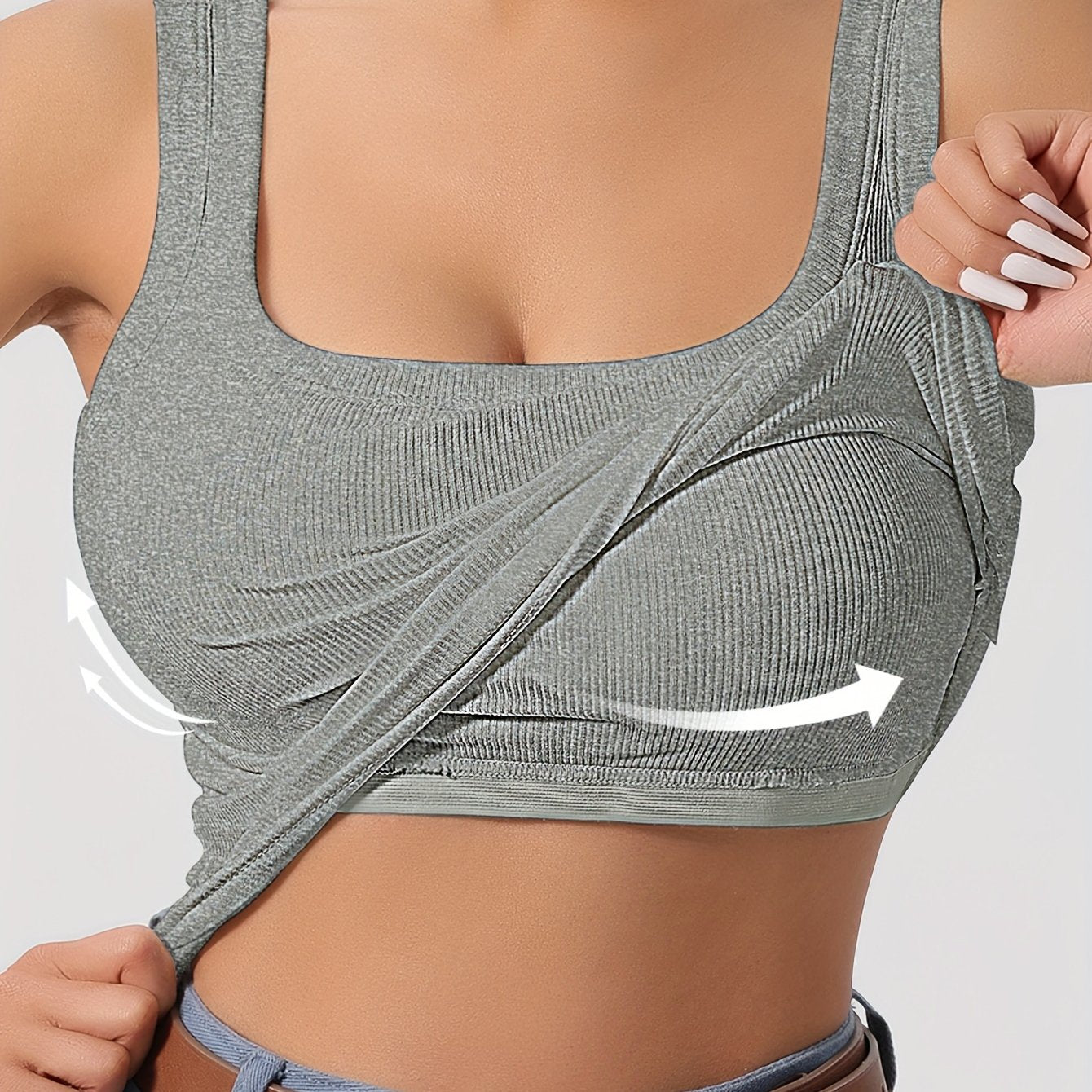 ZllKl Slim Solid Color Sports Tank Top With Detachable Chest Pad, Bottoming Vest T-shirt, Women's Clothing
