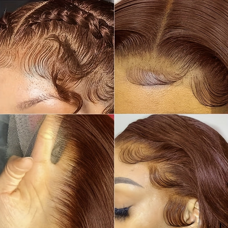 Chocolate Brown 13x4 Body Wave Lace Front Wigs Human Hair Transparent Lace Frontal Wigs With Baby Hair Pre Plucked For Women 180%