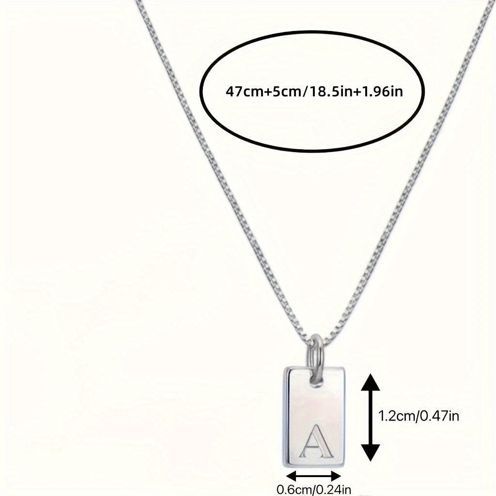1pc Exquisite Initial Necklace - Durable 201 Stainless Steel, English Letter Pendant, Fashionable Name Tag Jewelry for Men and Women, No Plating, No Mosaic Material, Magnetic-Free