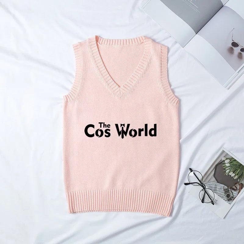 XS-XXL Spring Autumn Men's Women's Solid Color Sleeveless Knit Vests Pullovers V Neck Sweaters Coat For JK School Uniform