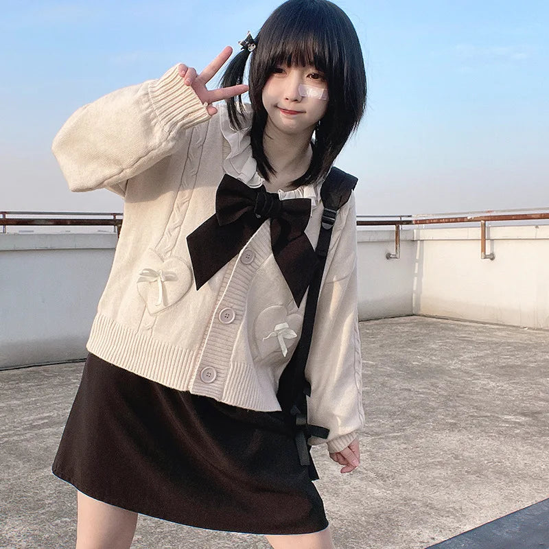 School Girl Uniform Cardigan Loose JK Sweater Coat Japanese School Uniform Japanese Fashion Uniformes Chandail школьная форма