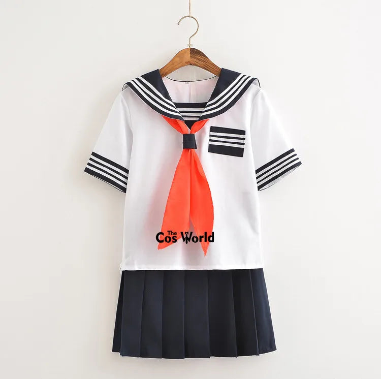 S-5XL Jigoku Shoujo Enma Ai Summer Sailor Suit JK School Uniform Students Cloth Tops Skirts Anime Cosplay Costumes