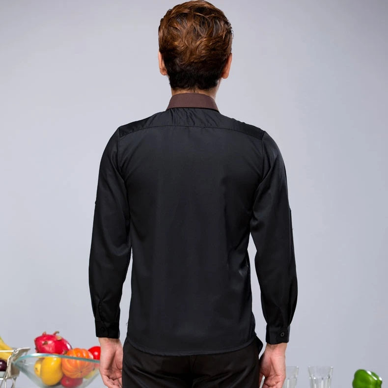 Coffee House Server Long Sleeve Work Shirt+Apron+Tie Sets Women and Men Hotel Cafeteria Uniform Cheap Hotpot Waiter Clothing