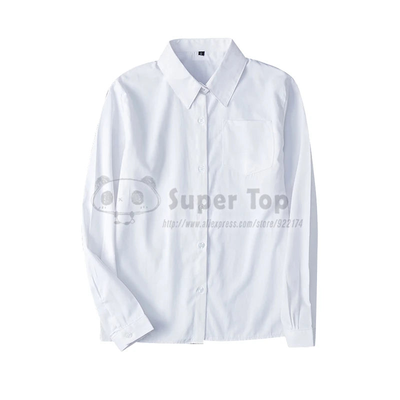 Charcoal gray JK Uniform Female Full Suit Summer Autumn White Shirt Original Pleated Skirt School Girl Clothes