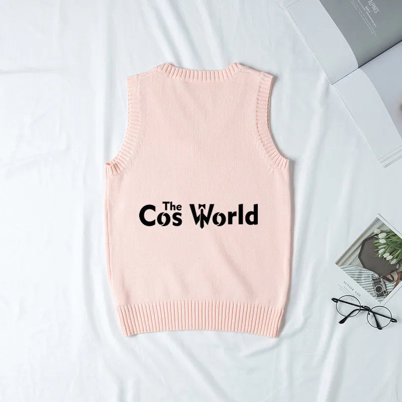 XS-XXL Spring Autumn Men's Women's Solid Color Sleeveless Knit Vests Pullovers V Neck Sweaters Coat For JK School Uniform