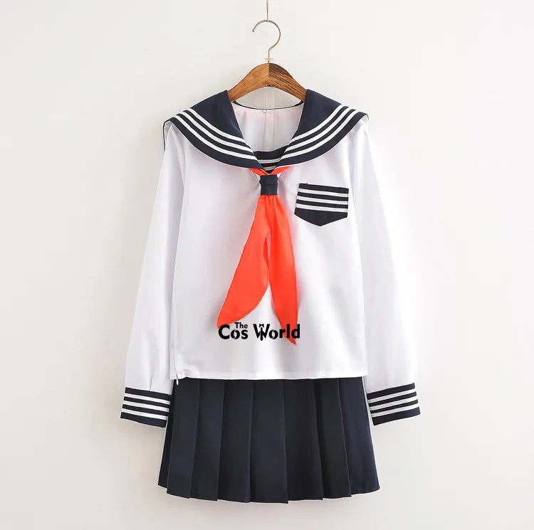 S-5XL Jigoku Shoujo Enma Ai Summer Sailor Suit JK School Uniform Students Cloth Tops Skirts Anime Cosplay Costumes